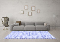 Machine Washable Solid Blue Modern Rug, wshcon3038blu