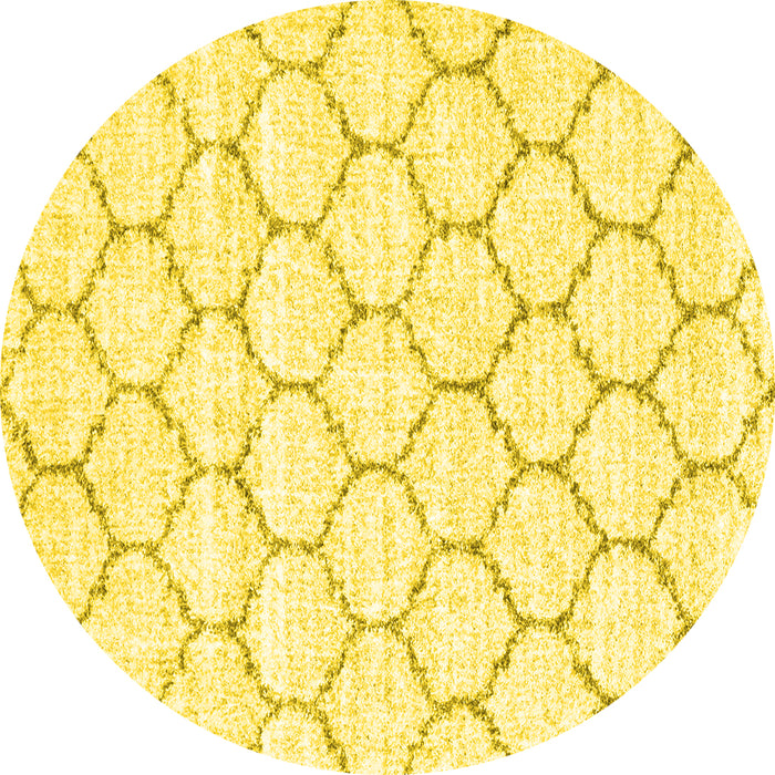 Round Machine Washable Terrilis Yellow Contemporary Rug, wshcon3039yw