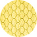 Round Machine Washable Terrilis Yellow Contemporary Rug, wshcon3039yw