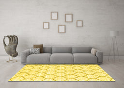 Machine Washable Terrilis Yellow Contemporary Rug in a Living Room, wshcon3039yw