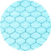 Round Machine Washable Terrilis Light Blue Contemporary Rug, wshcon3039lblu