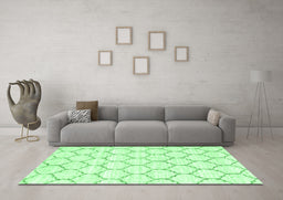 Machine Washable Terrilis Emerald Green Contemporary Area Rugs in a Living Room,, wshcon3039emgrn