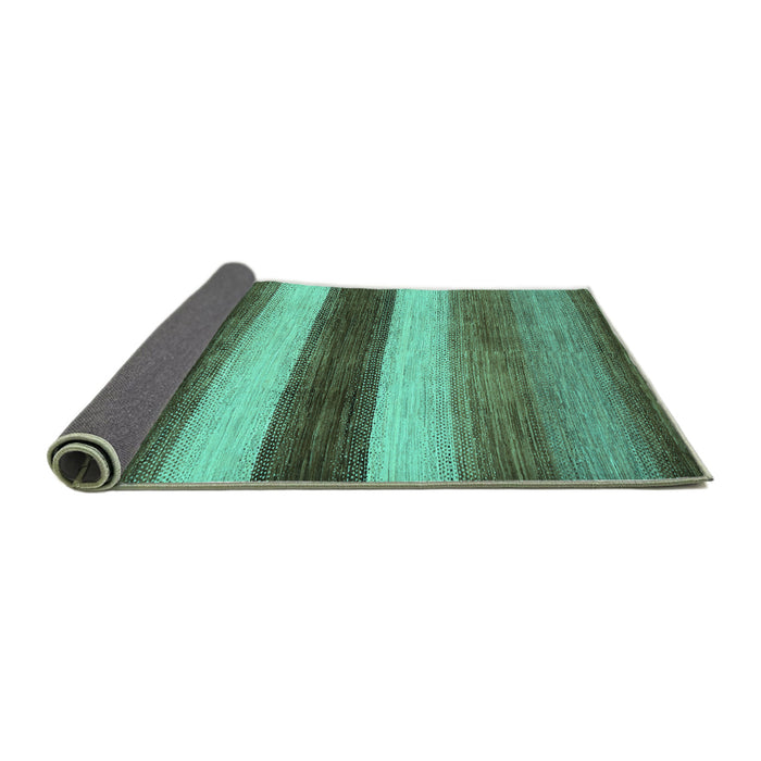 Sideview of Abstract Turquoise Contemporary Rug, con303turq