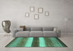 Machine Washable Abstract Turquoise Contemporary Area Rugs in a Living Room,, wshcon303turq