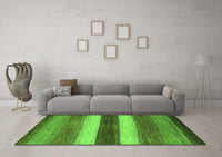 Machine Washable Abstract Green Contemporary Rug, wshcon303grn