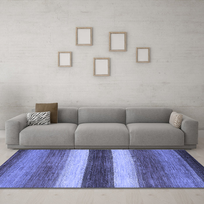 Machine Washable Abstract Blue Contemporary Rug in a Living Room, wshcon303blu