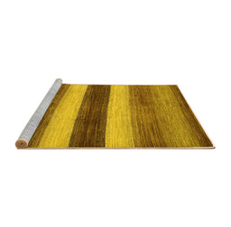 Sideview of Machine Washable Abstract Yellow Contemporary Rug, wshcon303yw