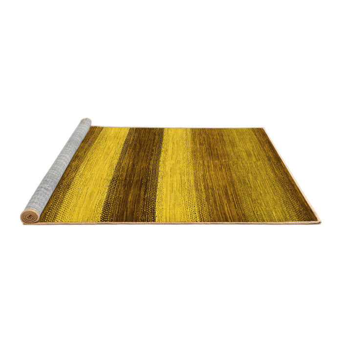 Sideview of Machine Washable Abstract Yellow Contemporary Rug, wshcon303yw