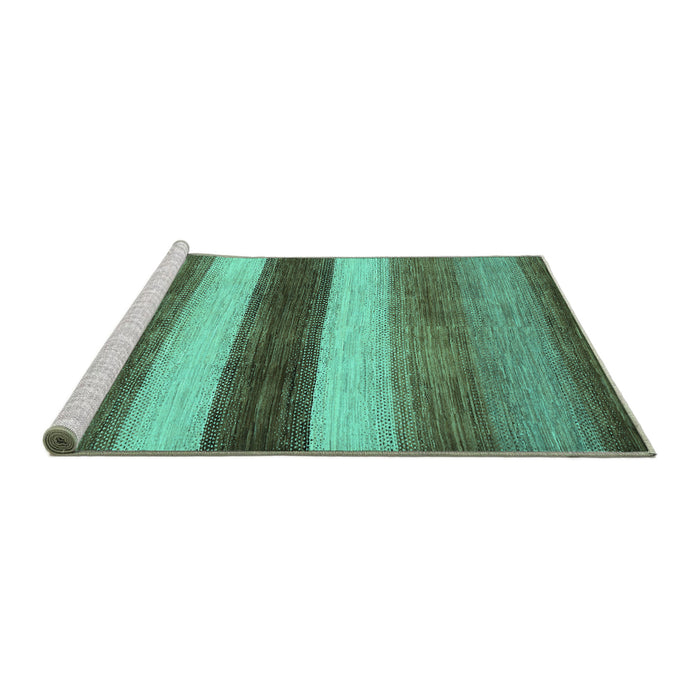 Sideview of Machine Washable Abstract Turquoise Contemporary Area Rugs, wshcon303turq