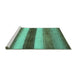 Sideview of Machine Washable Abstract Turquoise Contemporary Area Rugs, wshcon303turq