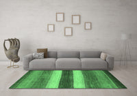 Machine Washable Abstract Emerald Green Contemporary Rug, wshcon303emgrn