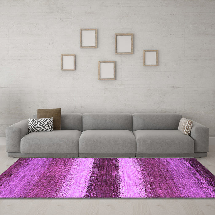 Machine Washable Abstract Purple Contemporary Area Rugs in a Living Room, wshcon303pur