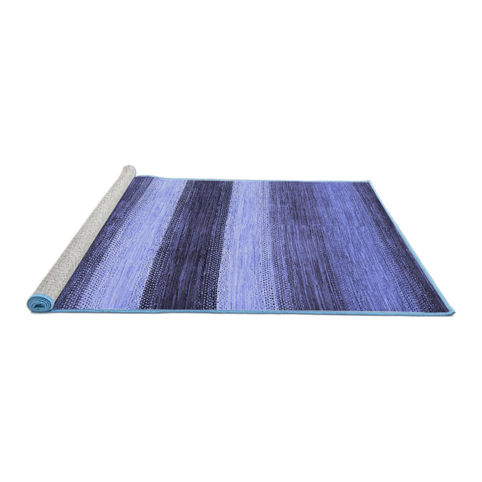 Sideview of Machine Washable Abstract Blue Contemporary Rug, wshcon303blu