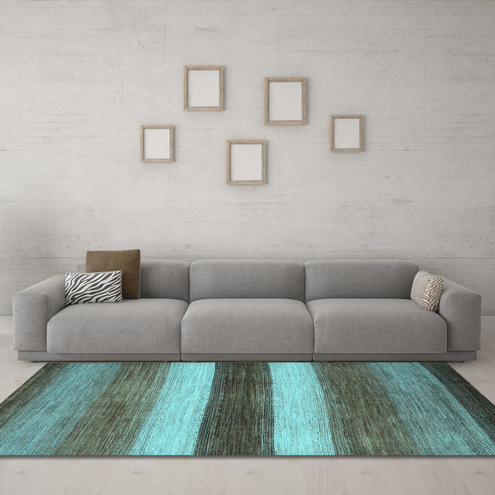 Machine Washable Abstract Light Blue Contemporary Rug in a Living Room, wshcon303lblu