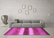 Machine Washable Abstract Pink Contemporary Rug in a Living Room, wshcon303pnk