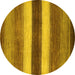 Round Abstract Yellow Contemporary Rug, con303yw