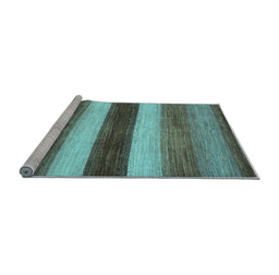 Sideview of Machine Washable Abstract Light Blue Contemporary Rug, wshcon303lblu