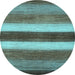 Round Abstract Light Blue Contemporary Rug, con303lblu