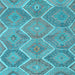 Square Machine Washable Southwestern Light Blue Country Rug, wshcon3040lblu