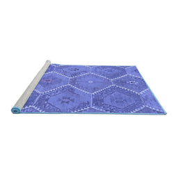 Sideview of Machine Washable Southwestern Blue Country Rug, wshcon3040blu
