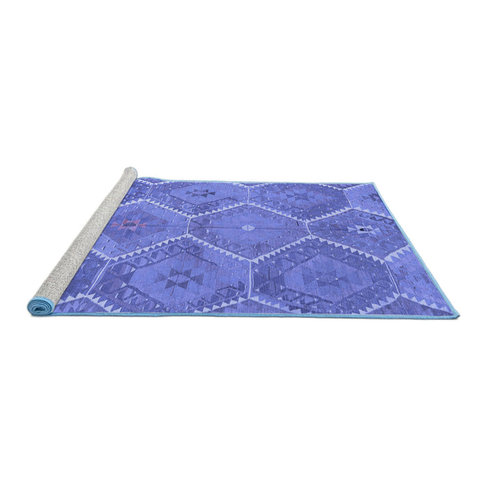 Sideview of Machine Washable Southwestern Blue Country Rug, wshcon3040blu