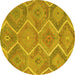 Round Machine Washable Southwestern Yellow Country Rug, wshcon3040yw