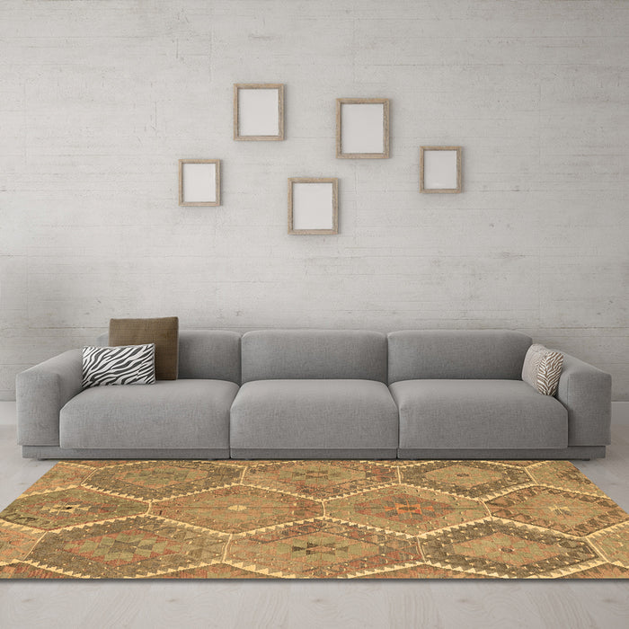 Machine Washable Southwestern Brown Country Rug in a Living Room,, wshcon3040brn