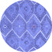 Round Southwestern Blue Country Rug, con3040blu