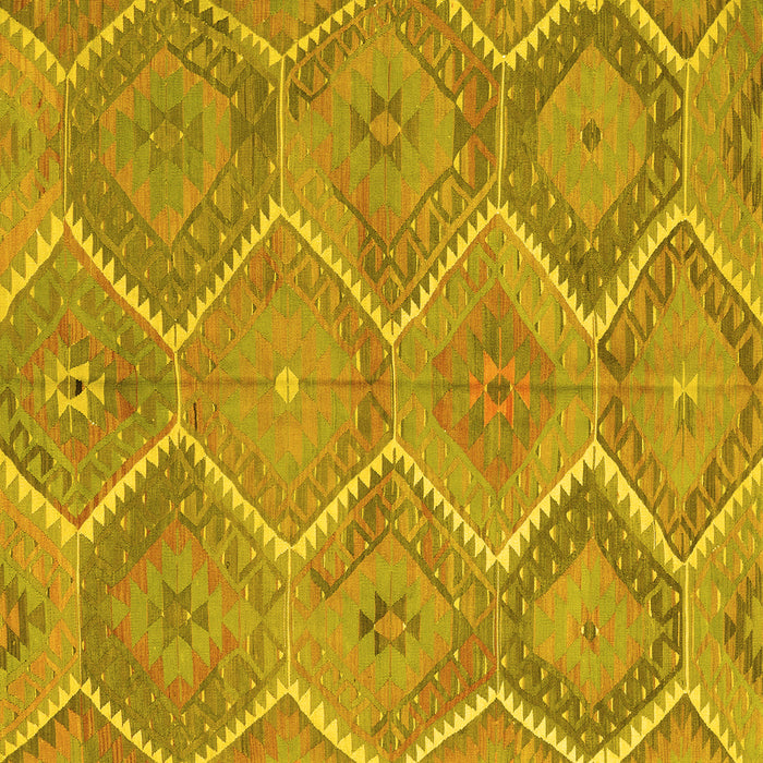 Square Machine Washable Southwestern Yellow Country Rug, wshcon3040yw