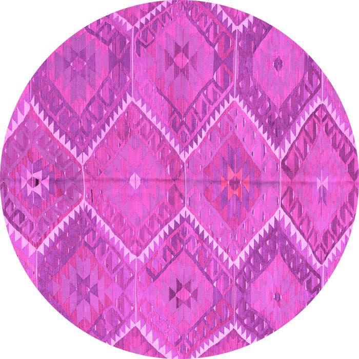 Round Machine Washable Southwestern Pink Country Rug, wshcon3040pnk