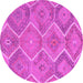 Round Machine Washable Southwestern Pink Country Rug, wshcon3040pnk