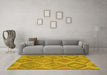 Machine Washable Southwestern Yellow Country Rug in a Living Room, wshcon3040yw