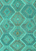 Machine Washable Southwestern Turquoise Country Area Rugs, wshcon3040turq