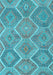 Machine Washable Southwestern Light Blue Country Rug, wshcon3040lblu