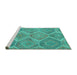 Sideview of Machine Washable Southwestern Turquoise Country Area Rugs, wshcon3040turq