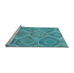 Sideview of Machine Washable Southwestern Light Blue Country Rug, wshcon3040lblu