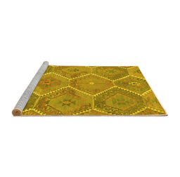 Sideview of Machine Washable Southwestern Yellow Country Rug, wshcon3040yw