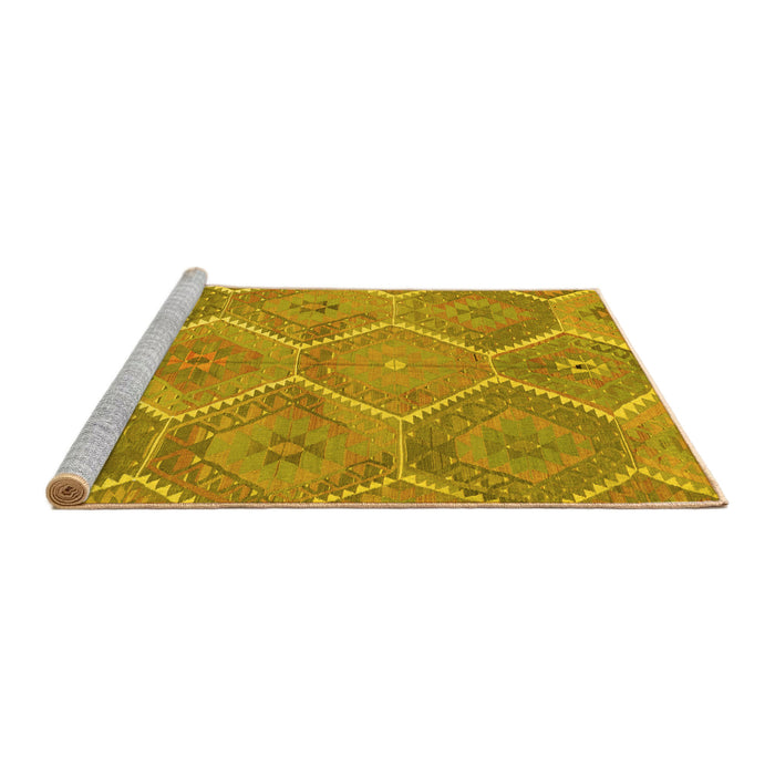 Sideview of Machine Washable Southwestern Yellow Country Rug, wshcon3040yw