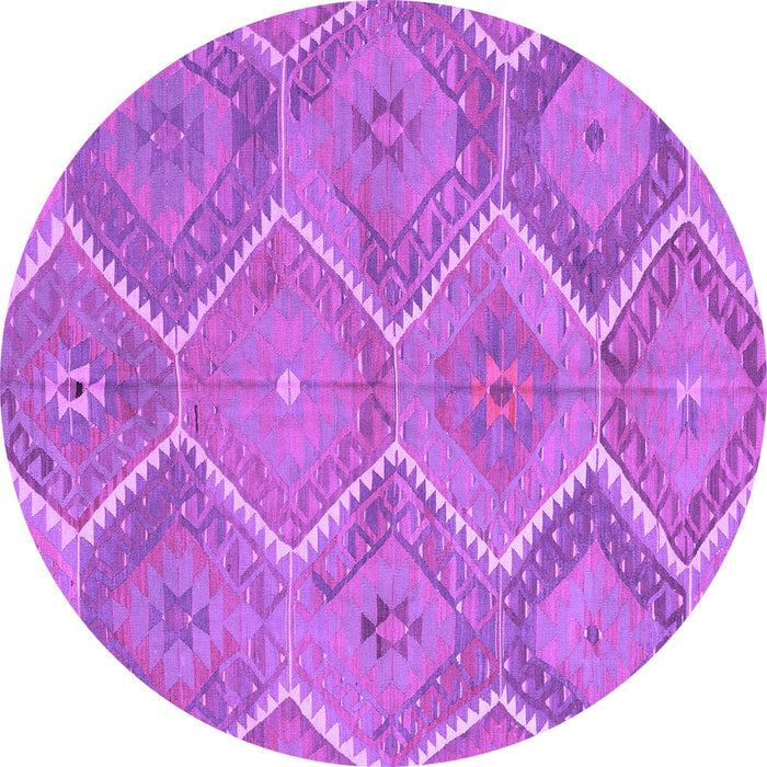 Round Machine Washable Southwestern Purple Country Area Rugs, wshcon3040pur