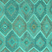 Square Machine Washable Southwestern Turquoise Country Area Rugs, wshcon3040turq