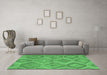 Machine Washable Southwestern Emerald Green Country Area Rugs in a Living Room,, wshcon3040emgrn