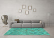 Machine Washable Southwestern Turquoise Country Area Rugs in a Living Room,, wshcon3040turq