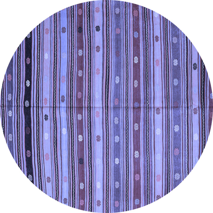 Round Machine Washable Southwestern Blue Country Rug, wshcon3041blu