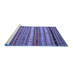 Sideview of Machine Washable Southwestern Blue Country Rug, wshcon3041blu