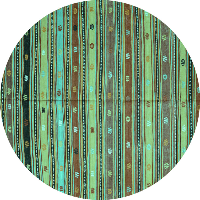 Round Southwestern Turquoise Country Rug, con3041turq
