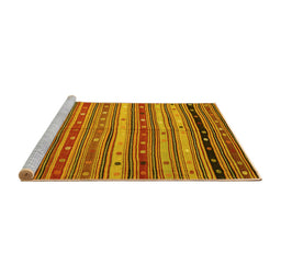 Sideview of Machine Washable Southwestern Yellow Country Rug, wshcon3041yw