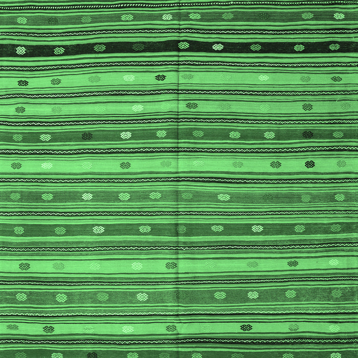 Square Machine Washable Southwestern Emerald Green Country Area Rugs, wshcon3041emgrn