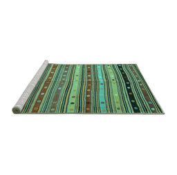 Sideview of Machine Washable Southwestern Turquoise Country Area Rugs, wshcon3041turq