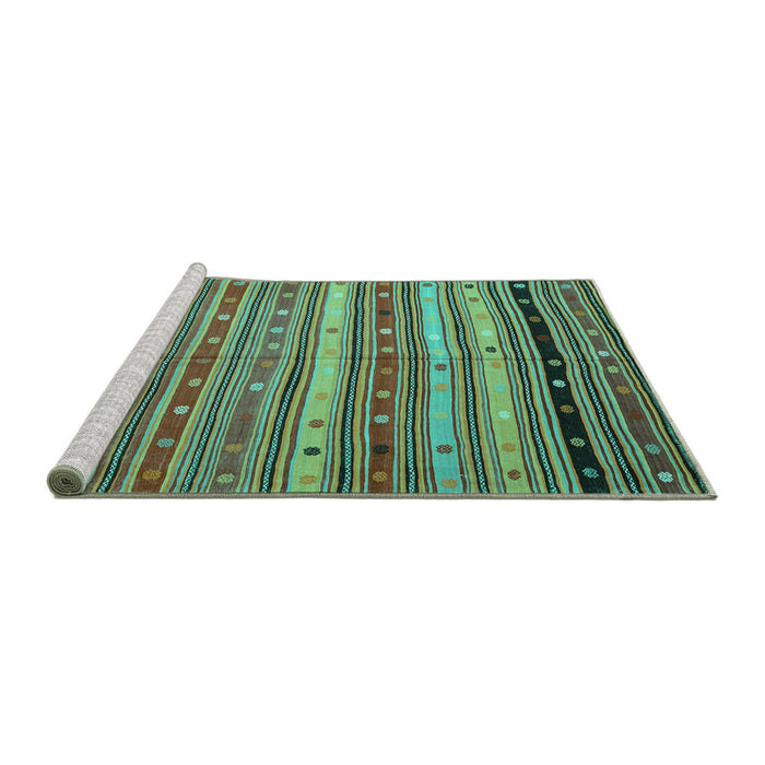 Sideview of Machine Washable Southwestern Turquoise Country Area Rugs, wshcon3041turq