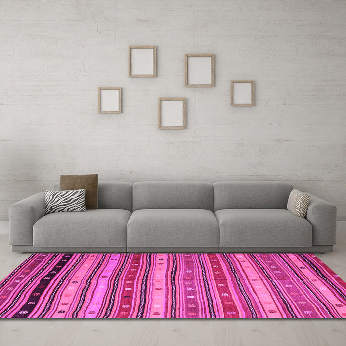 Machine Washable Southwestern Pink Country Rug in a Living Room, wshcon3041pnk